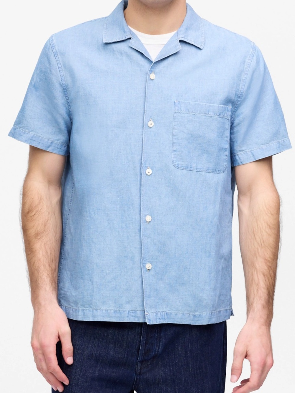 Madewell Button-Up Short-Sleeve Shirt in Cotton-Linen Blend
